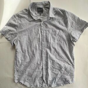 BONOBOS Shirt Men's XXL Long Light Blue Short Sleeve Paw Print Button Up